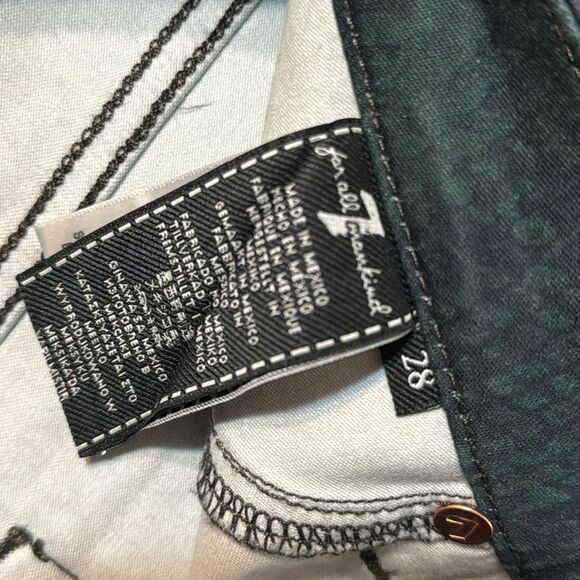 7 For All Mankind High-Waist Ankle Skinny Coated Green Python jeans SZ 28 NWOT - Picture 13 of 14